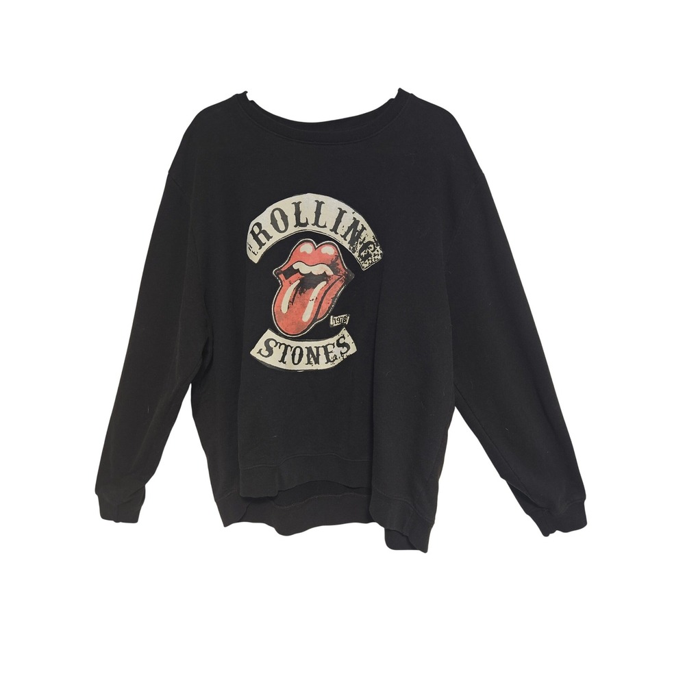 The Rolling‎ Stones Graphic Sweatshirt Black XL 1978 Tongue Logo Pullover  XL